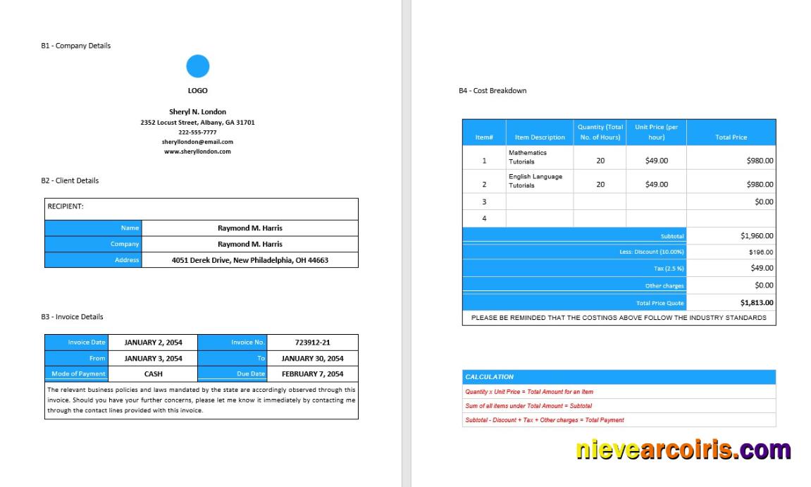 Free Blank Freelance Invoice